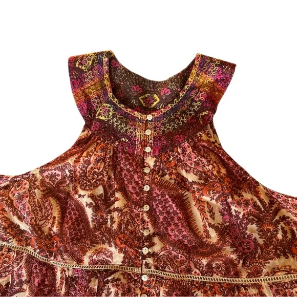 NWOT Sundance Bohemian Paisley Print Dress Tasseled - Picture 4 of 5